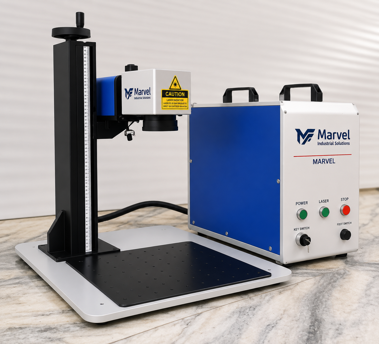 Laser marking machine for permanent logo, serial number and barcode marking